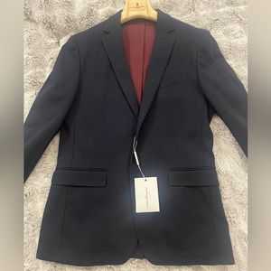 Salvatore Ferragamo Navy Sport Coat with Burgundy Lining